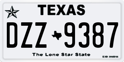 TX license plate DZZ9387