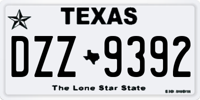 TX license plate DZZ9392