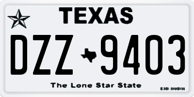 TX license plate DZZ9403
