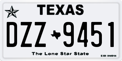 TX license plate DZZ9451