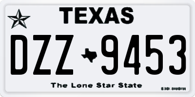TX license plate DZZ9453
