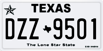 TX license plate DZZ9501