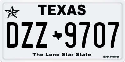 TX license plate DZZ9707