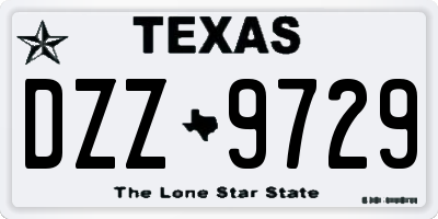 TX license plate DZZ9729