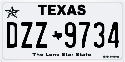 TX license plate DZZ9734