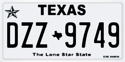 TX license plate DZZ9749