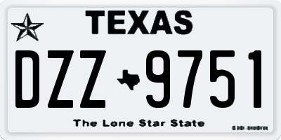 TX license plate DZZ9751