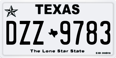 TX license plate DZZ9783