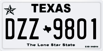 TX license plate DZZ9801