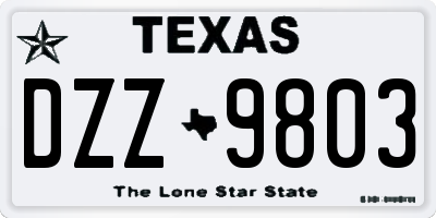 TX license plate DZZ9803