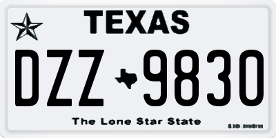 TX license plate DZZ9830