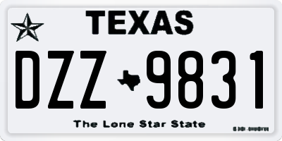 TX license plate DZZ9831