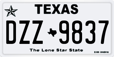 TX license plate DZZ9837