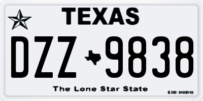 TX license plate DZZ9838