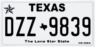 TX license plate DZZ9839