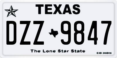 TX license plate DZZ9847