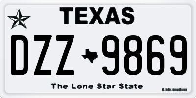 TX license plate DZZ9869