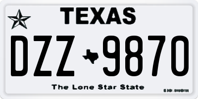 TX license plate DZZ9870