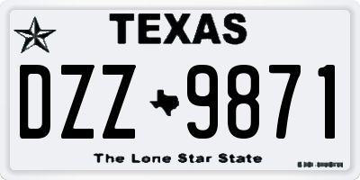 TX license plate DZZ9871