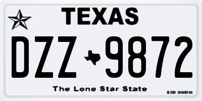 TX license plate DZZ9872