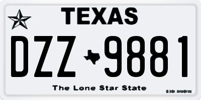 TX license plate DZZ9881