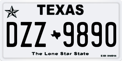 TX license plate DZZ9890