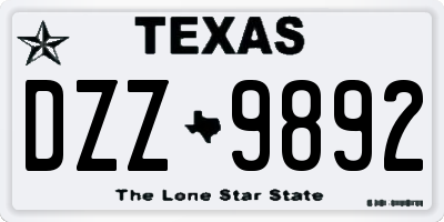 TX license plate DZZ9892