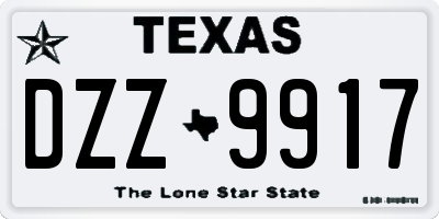 TX license plate DZZ9917