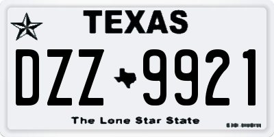 TX license plate DZZ9921