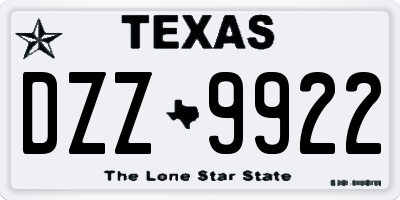 TX license plate DZZ9922