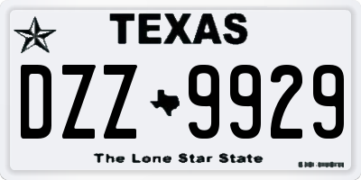 TX license plate DZZ9929