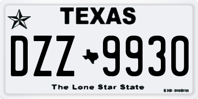 TX license plate DZZ9930