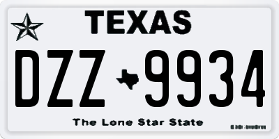 TX license plate DZZ9934