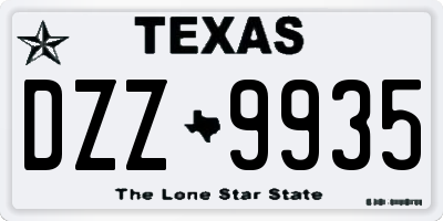 TX license plate DZZ9935