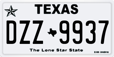 TX license plate DZZ9937