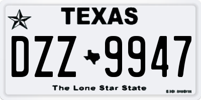 TX license plate DZZ9947