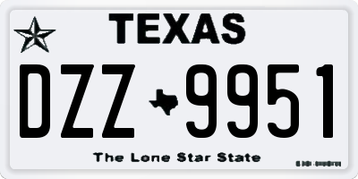 TX license plate DZZ9951