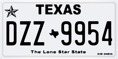 TX license plate DZZ9954