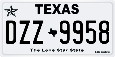 TX license plate DZZ9958