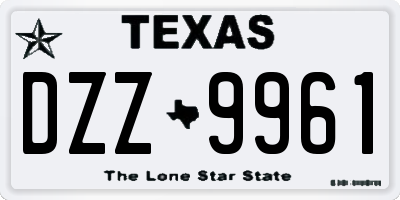 TX license plate DZZ9961