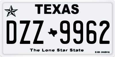 TX license plate DZZ9962