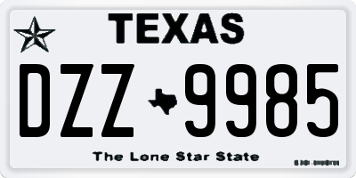 TX license plate DZZ9985