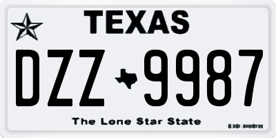 TX license plate DZZ9987