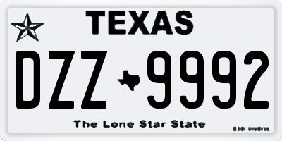 TX license plate DZZ9992