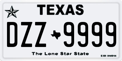 TX license plate DZZ9999