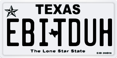 TX license plate EBITDUH