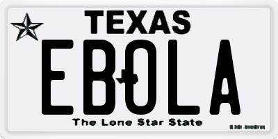 TX license plate EBOLA