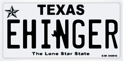 TX license plate EHINGER