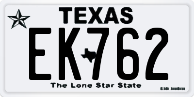 TX license plate EK762