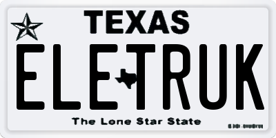 TX license plate ELETRUK